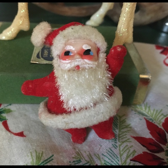 Vintage flocked pipe cleaner Santa Christmas - Picture 7 of 10